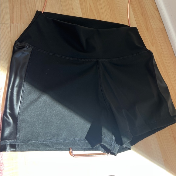 Black shorts with leather sides. Multiple sizes - Picture 2 of 2